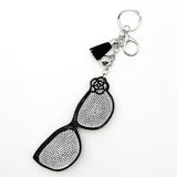 Diamond-studded sunglasses keychain - european & american style tassel metal charm - bag accessory - cross-border hot seller