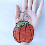 Cross-border exclusive pumpkin keychain korean velvet hot diamond vegetable and fruit bag hanging halloween theme key chain