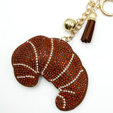 Diamond-studded croissant keychain - european & american style tassel metal charm - bag accessory - cross-border hot seller