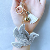 Peace dove keychain korean velvet hot diamond peace symbol bag pendant casual healing style bag pendant