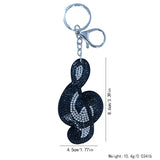 Korean velvet musical note hotfix rhinestone bag charm - music teacher & student gift - musical instrument shaped keychain pendant