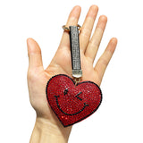 Cross-border hot-selling korean velvet diamond-encrusted pure color heart tassel keychain bag hanging fashion hot diamond luggage pendant