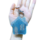 Cross-border hot-selling korean velvet diamond-encrusted house fairy tale house bag hanging keychain shiny car pendant wholesale
