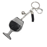 Cross-border hot-selling korean velvet diamond-encrusted red wine glass tassel keychain bag hanging fashion hot diamond luggage pendant