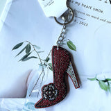 Cross-border hot-selling fashion high heels, bags, car accessories, korean velvet hot diamond women's shiny keychains