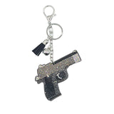 Diamond-studded gun keychain with fashionable tassel metal pendant - creative bag accessory, cross-border hot seller