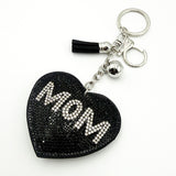 Diamond-studded heart keychain - mother's day gift - tassel metal charm - bag accessory - cross-border hot seller