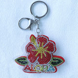 Flower korean velvet hot diamond keychain cross-border wholesale narcissus leather full diamond soft bag jewelry pendant