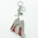 Diamond-studded high heel keychain - european & american style tassel metal charm - bag accessory - cross-border hot seller