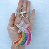 Colorful five-pointed star keychain korean velvet candy color hot diamond casual rainbow luggage accessories