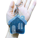 Cross-border hot-selling korean velvet diamond-encrusted house fairy tale house bag hanging keychain shiny car pendant wholesale