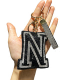 Letter bag hanging korean velvet inlaid diamond ultra-light shiny english letter keychain school bag accessories car pendant wholesale