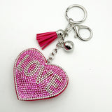 Diamond-studded "love" keychain - european & american style tassel metal charm - bag accessory - cross-border hot seller