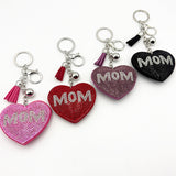 Diamond-studded heart keychain - mother's day gift - tassel metal charm - bag accessory - cross-border hot seller