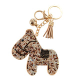 2026 new korean velvet rhinestone horse year keychain pendant - creative pony cross-border premium bag charm