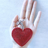 Korean velvet rhinestone heart keychain - perfect gift for couples & best friends - valentine's day & anniversary bag charm
