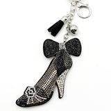 Diamond-studded high heel keychain - european & american style tassel metal charm - bag accessory - cross-border hot seller