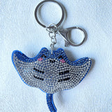 Manta ray keychain - cute marine animal bag charm, car key & backpack accessory