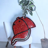Korean velvet hot diamond baseball cap fashionstylish bag accessories fashion flat brim hat bright diamond decoration keychain