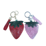 Original hot-selling korean velvet diamond-encrusted strawberry bag pendant hot diamond two-color keychain car pendant