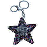Korean velvet rainbow star keychain - rainbow hotfix rhinestone, candy color bag charm
