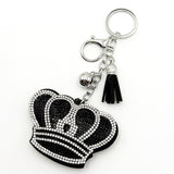 Diamond-studded crown keychain - european & american style tassel metal charm - bag accessory - cross-border hot seller