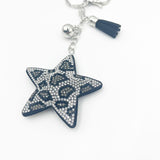 New arrival cross-border creative leopard print five-pointed star velvet hot diamond keychain simple european and american diamond-encrusted bag hanging car