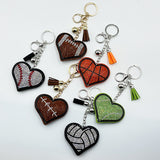 Hotfix rhinestone heart keychain - sports-themed tassel charm - car, bag, and jewelry accessory - cross-border bestseller
