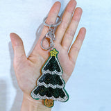 Christmas tree keychain - rhinestone korean velvet christmas eve bag charm - small gift christmas car ornament