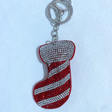 Korean velvet rhinestone christmas series: christmas stocking keychain, bag charm, car ornament - creative gift