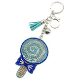 Diamond-studded lollipop keychain - european & american style tassel metal charm - bag accessory - cross-border hot seller