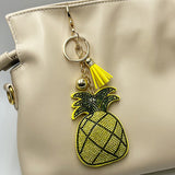 Diamond-studded pineapple keychain - trendy bag charm with tassel, creative metal accessory, cross-border hot seller