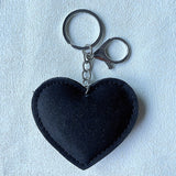 Black and white heart keychain accessory - korean velvet leather full rhinestone - couple/girlfriend luggage & purse decoration charm