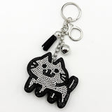 Diamond-studded cat keychain - european & american style tassel metal charm - bag accessory - cross-border hot seller