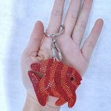 Gilt fish keychain korean velvet hot diamond bag hanging colorful scale fish mobile phone backpack satchel bag pendant