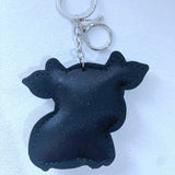Cross-border hot-selling cow keychain korean velvet hot diamond cute school bag leather bag luggage accessories