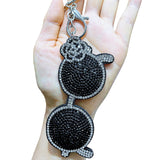 Cross-border trendy eyeglass frames, women's bags, charms, fashionable korean velvet hotfix rhinestone two-tone diamond keychains - unique & stylish