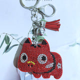Cartoon cow hotfix rhinestone keychain, korean velvet zodiac charm, cute and adorable cow bag accessories