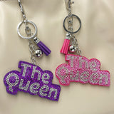 Hot diamond the queen keychain diamond-encrusted tassel bag pendant fashion girl jewelry pendant