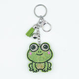 New arrival diamond-encrusted frog keychain cute cartoon bag pendant tassel metal creative accessories cross-border hot sale
