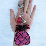 New rhinestone pineapple keychain, korean velvet bag charm, luggage & car accessories - wholesale direct from manufacturer