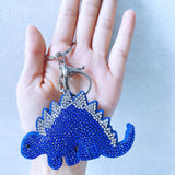 Cute cartoon dinosaur hotfix rhinestone charm korean velvet diamond keychain kids backpack accessory cute gift