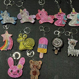 Cross-border popular animation unicorn rabbit bear sheep keychain korean velvet diamond-encrusted animal bag hanging accessories