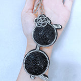 Cross-border exclusive: camellia eyeglass keychain - korean velvet, japanese retro style, exquisite & artistic bag charm