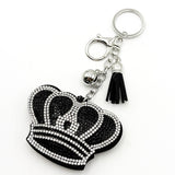 Diamond-studded crown keychain - european & american style tassel metal charm - bag accessory - cross-border hot seller