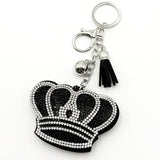 Diamond-studded crown keychain - european & american style tassel metal charm - bag accessory - cross-border hot seller