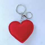 Heart keychain korean velvet hotfix rhinestone heart embroidered cross bag charm retro religious schoolbag handbag accessory