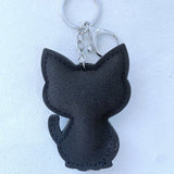 Black cat keychain korean velvet hot diamond pendant cute pet night shadow theme easiest for match luggage tag