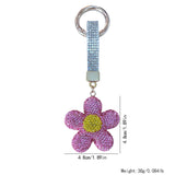 Clay sunflower keychain with rhinestone accents - radiant floral design for bags, backpacks, and more - sunny-themed gift