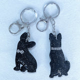 Pet korean velvet hotfix rhinestone puppy keychain - new cute pet dog bag charm - cat & dog pet owner gift
